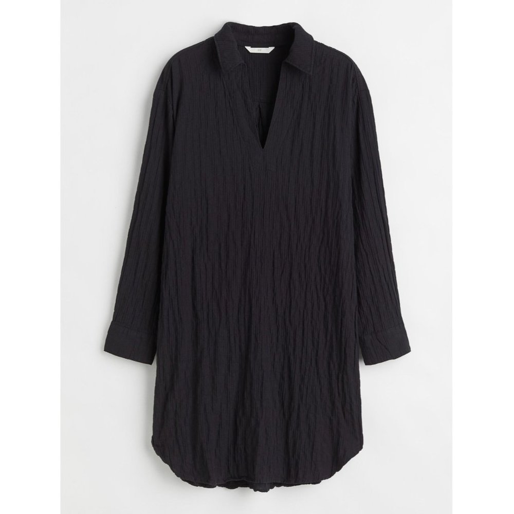 H&M Black Lightweight Gauze Cover Up Tunic Dress Size XS 1087406003